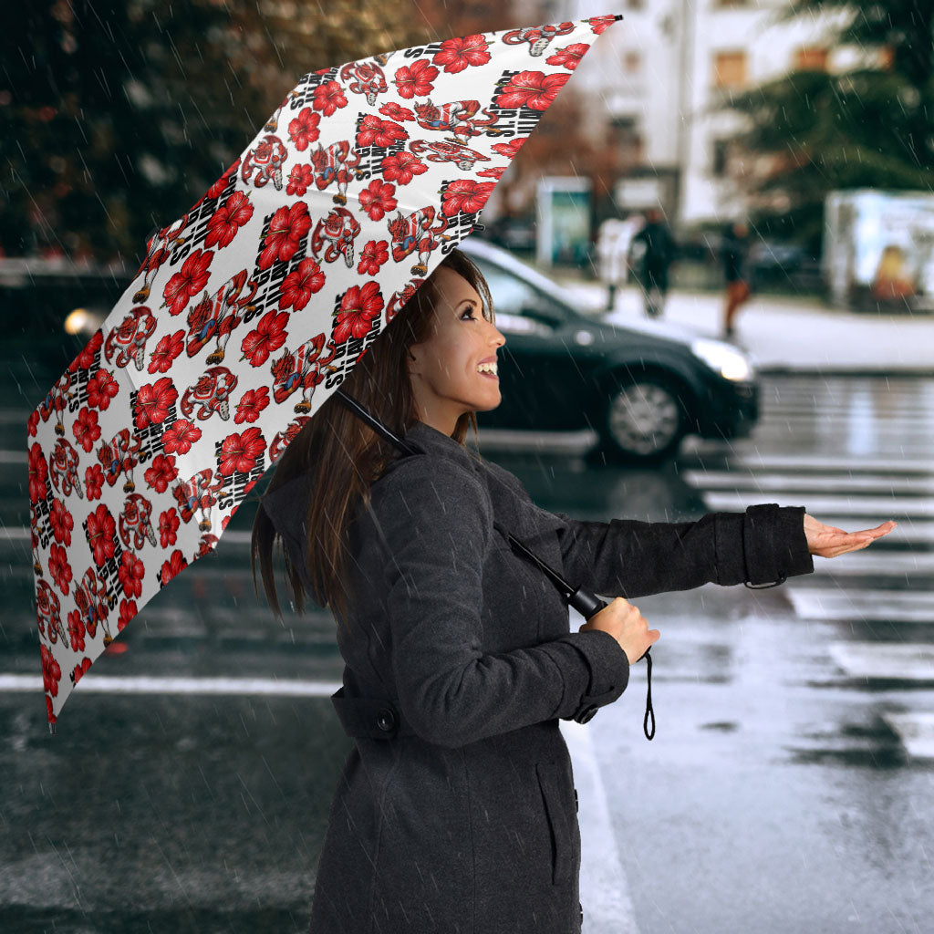 St. George Illawarra Dragons Umbrella Tropical Hibiscus Floral Seamless Rugby Mascot