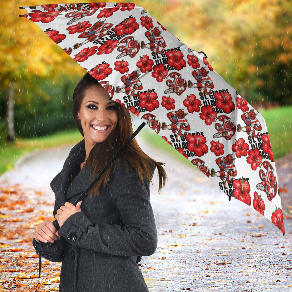 St. George Illawarra Dragons Umbrella Tropical Hibiscus Floral Seamless Rugby Mascot