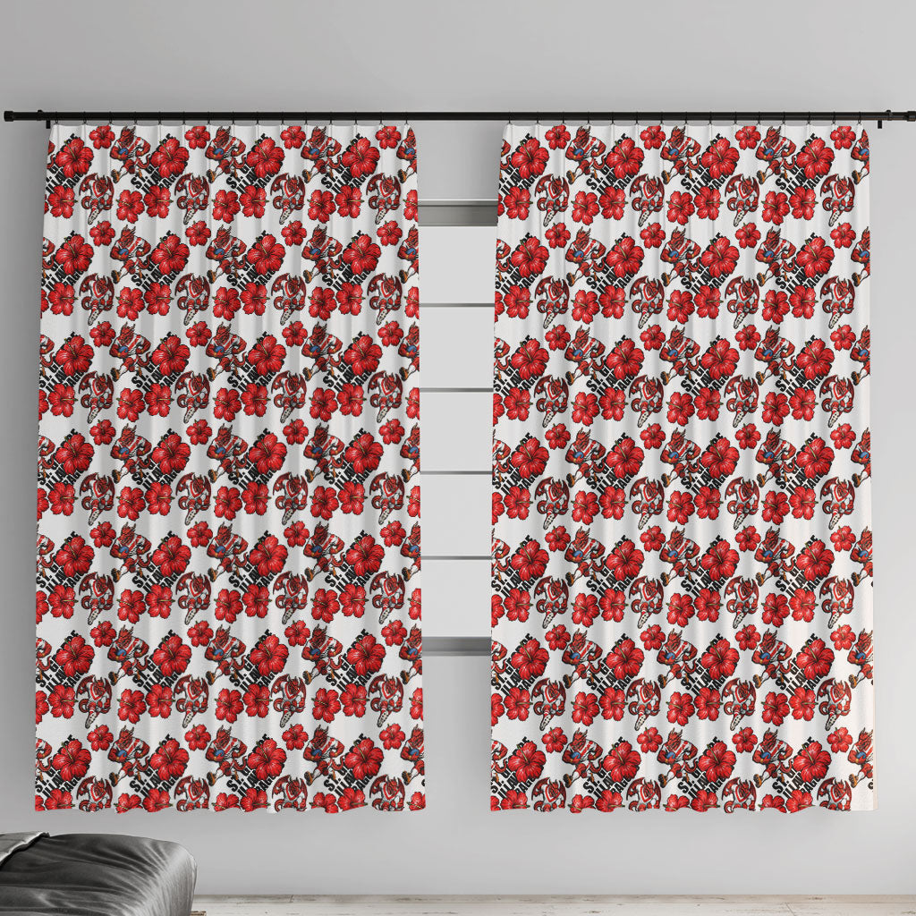 St. George Illawarra Dragons Window Curtain Tropical Hibiscus Floral Seamless Rugby Mascot