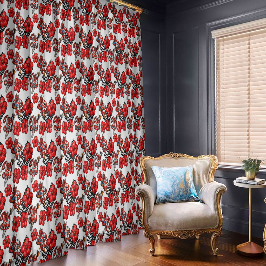 St. George Illawarra Dragons Window Curtain Tropical Hibiscus Floral Seamless Rugby Mascot