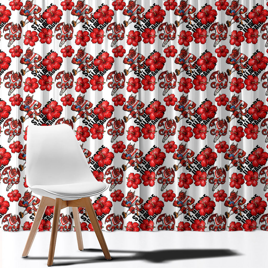 St. George Illawarra Dragons Window Curtain Tropical Hibiscus Floral Seamless Rugby Mascot
