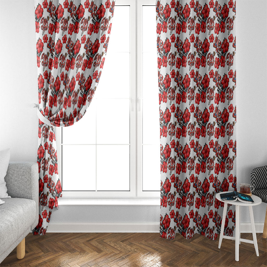 St. George Illawarra Dragons Window Curtain Tropical Hibiscus Floral Seamless Rugby Mascot
