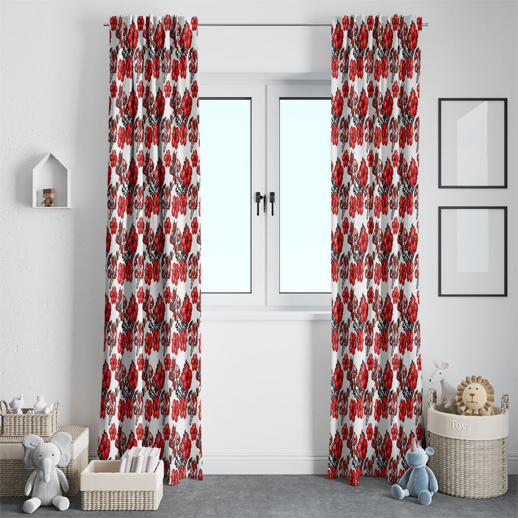 St. George Illawarra Dragons Window Curtain Tropical Hibiscus Floral Seamless Rugby Mascot
