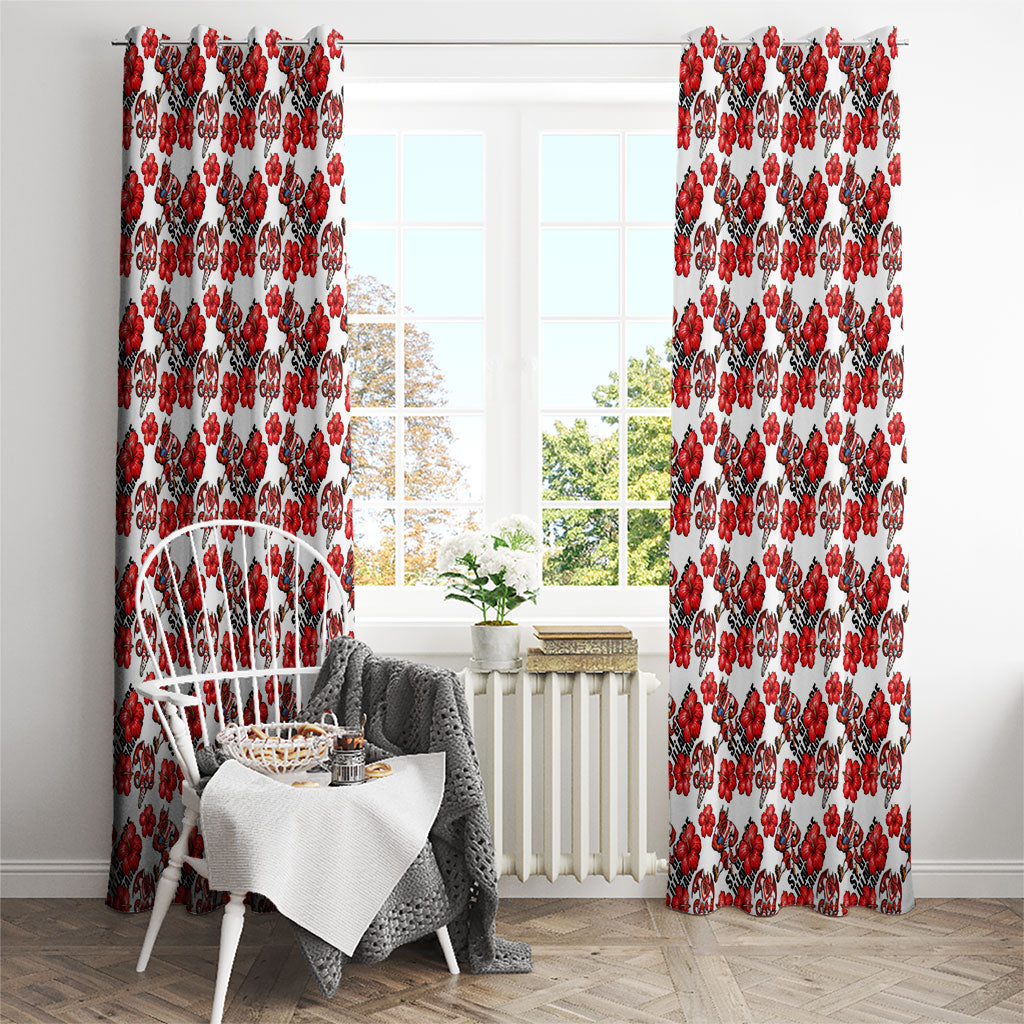 St. George Illawarra Dragons Window Curtain Tropical Hibiscus Floral Seamless Rugby Mascot