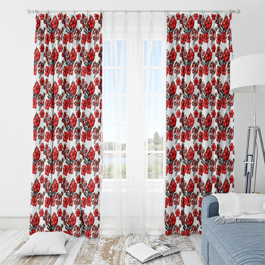 St. George Illawarra Dragons Window Curtain Tropical Hibiscus Floral Seamless Rugby Mascot