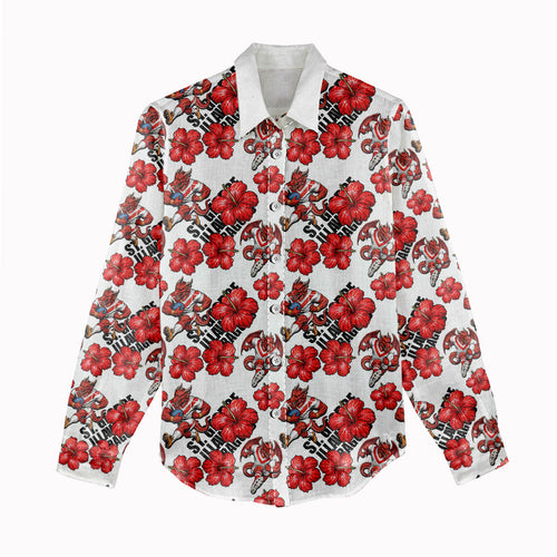 St. George Illawarra Dragons Women Casual Shirt Tropical Hibiscus Floral Seamless Rugby Mascot