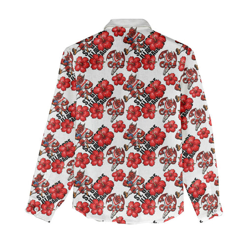 St. George Illawarra Dragons Women Casual Shirt Tropical Hibiscus Floral Seamless Rugby Mascot