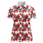 St. George Illawarra Dragons Women Polo Shirt Tropical Hibiscus Floral Seamless Rugby Mascot