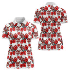 St. George Illawarra Dragons Women Polo Shirt Tropical Hibiscus Floral Seamless Rugby Mascot