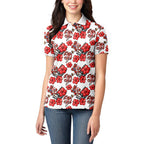 St. George Illawarra Dragons Women Polo Shirt Tropical Hibiscus Floral Seamless Rugby Mascot