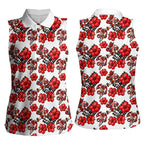 St. George Illawarra Dragons Women Sleeveless Polo Shirt Tropical Hibiscus Floral Seamless Rugby Mascot