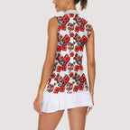 St. George Illawarra Dragons Women Sleeveless Polo Shirt Tropical Hibiscus Floral Seamless Rugby Mascot