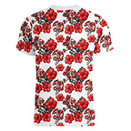 St. George Illawarra Dragons Women V-Neck T-Shirt Tropical Hibiscus Floral Seamless Rugby Mascot