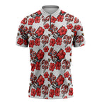 St. George Illawarra Dragons Zipper Polo Shirt Tropical Hibiscus Floral Seamless Rugby Mascot