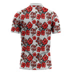 St. George Illawarra Dragons Zipper Polo Shirt Tropical Hibiscus Floral Seamless Rugby Mascot