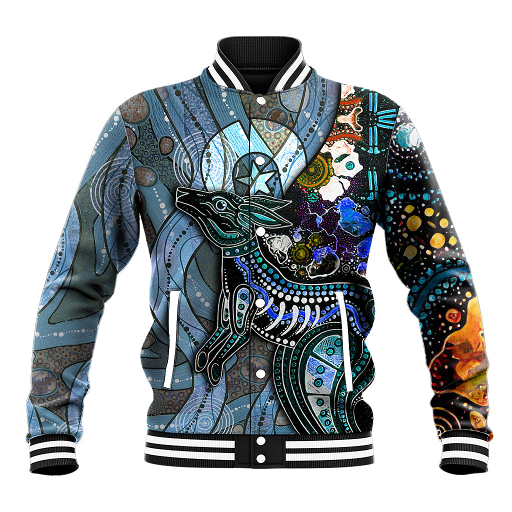 Kangaroo Aboriginal Pattern Dot Art Baseball Jacket