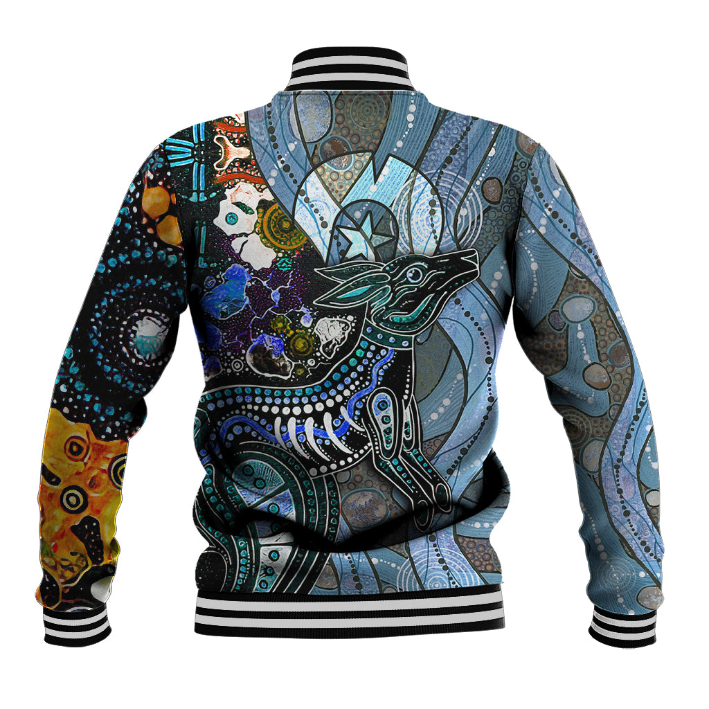 Kangaroo Aboriginal Pattern Dot Art Baseball Jacket