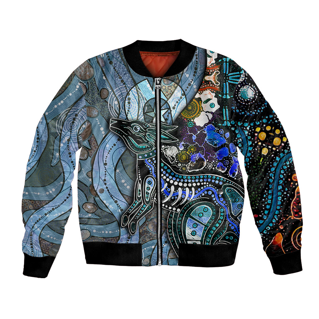 Kangaroo Aboriginal Pattern Dot Art Bomber Jacket