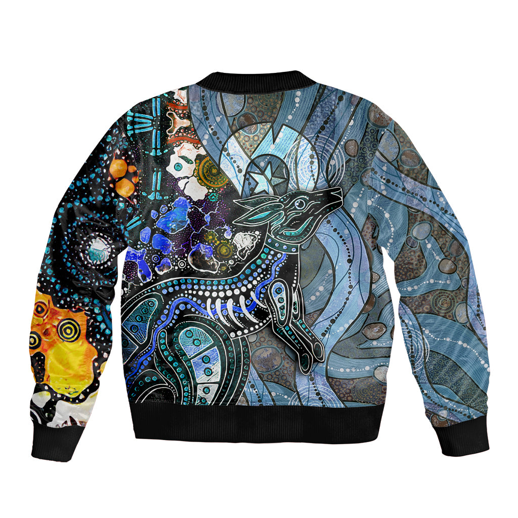 Kangaroo Aboriginal Pattern Dot Art Bomber Jacket