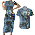 Kangaroo Aboriginal Pattern Dot Art Couples Matching Short Sleeve Bodycon Dress and Hawaiian Shirt