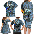 Kangaroo Aboriginal Pattern Dot Art Family Matching Long Sleeve Bodycon Dress and Hawaiian Shirt