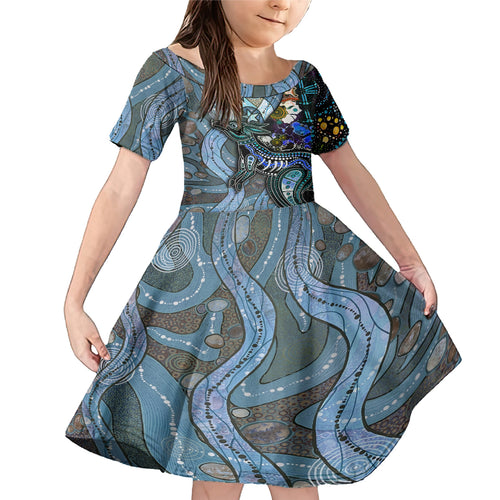 Kangaroo Aboriginal Pattern Dot Art Family Matching Mermaid Dress and Hawaiian Shirt