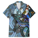 Kangaroo Aboriginal Pattern Dot Art Family Matching Mermaid Dress and Hawaiian Shirt