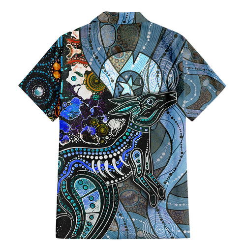 Kangaroo Aboriginal Pattern Dot Art Family Matching Mermaid Dress and Hawaiian Shirt