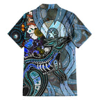 Kangaroo Aboriginal Pattern Dot Art Family Matching Off Shoulder Maxi Dress and Hawaiian Shirt