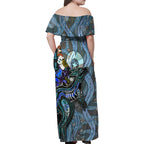 Kangaroo Aboriginal Pattern Dot Art Family Matching Off Shoulder Maxi Dress and Hawaiian Shirt