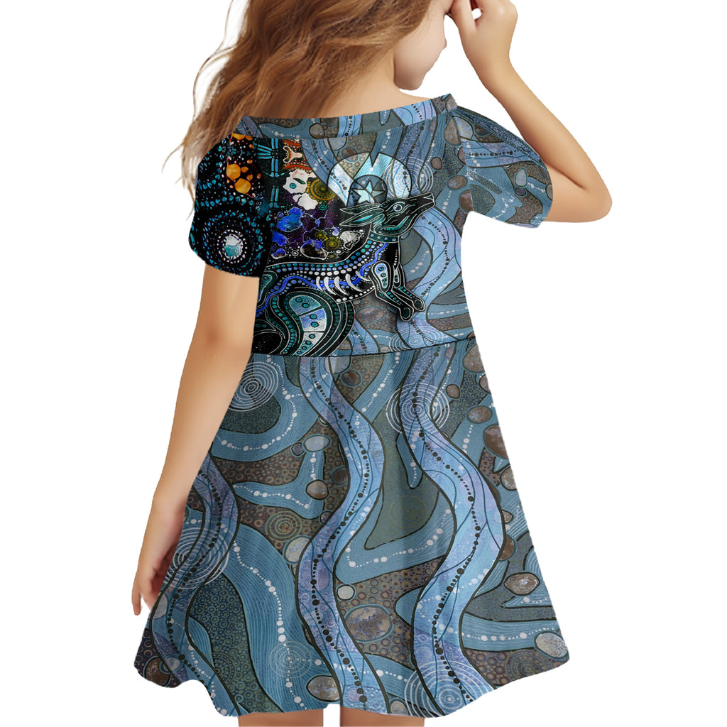 Kangaroo Aboriginal Pattern Dot Art Family Matching Off Shoulder Short Dress and Hawaiian Shirt