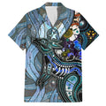 Kangaroo Aboriginal Pattern Dot Art Family Matching Short Sleeve Bodycon Dress and Hawaiian Shirt