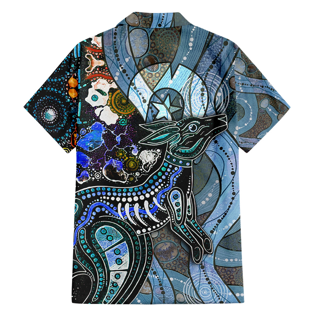 Kangaroo Aboriginal Pattern Dot Art Family Matching Summer Maxi Dress and Hawaiian Shirt