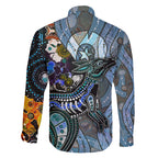 Kangaroo Aboriginal Pattern Dot Art Family Matching Summer Maxi Dress and Hawaiian Shirt