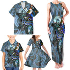 Kangaroo Aboriginal Pattern Dot Art Family Matching Tank Maxi Dress and Hawaiian Shirt
