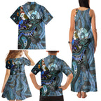 Kangaroo Aboriginal Pattern Dot Art Family Matching Tank Maxi Dress and Hawaiian Shirt