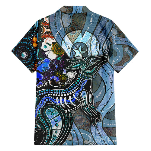 Kangaroo Aboriginal Pattern Dot Art Family Matching Tank Maxi Dress and Hawaiian Shirt