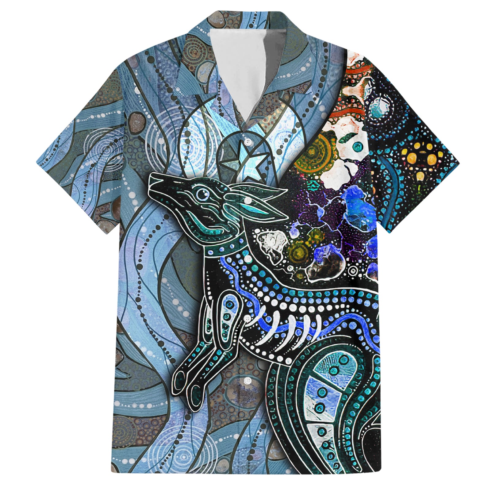 Kangaroo Aboriginal Pattern Dot Art Hawaiian Shirt