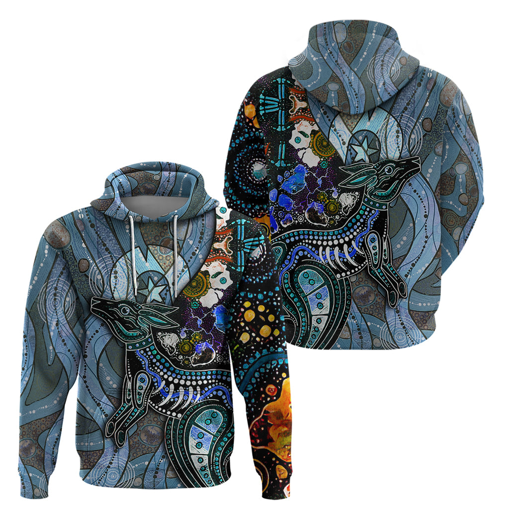 Kangaroo Aboriginal Pattern Dot Art Hoodie