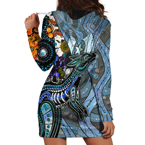 Kangaroo Aboriginal Pattern Dot Art Hoodie Dress