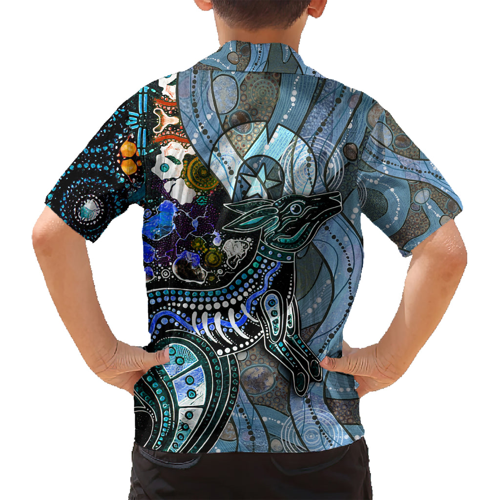 Kangaroo Aboriginal Pattern Dot Art Kid Hawaiian Shirt