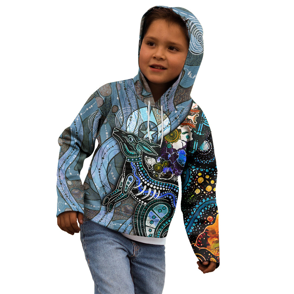 Kangaroo Aboriginal Pattern Dot Art Kid Hoodie