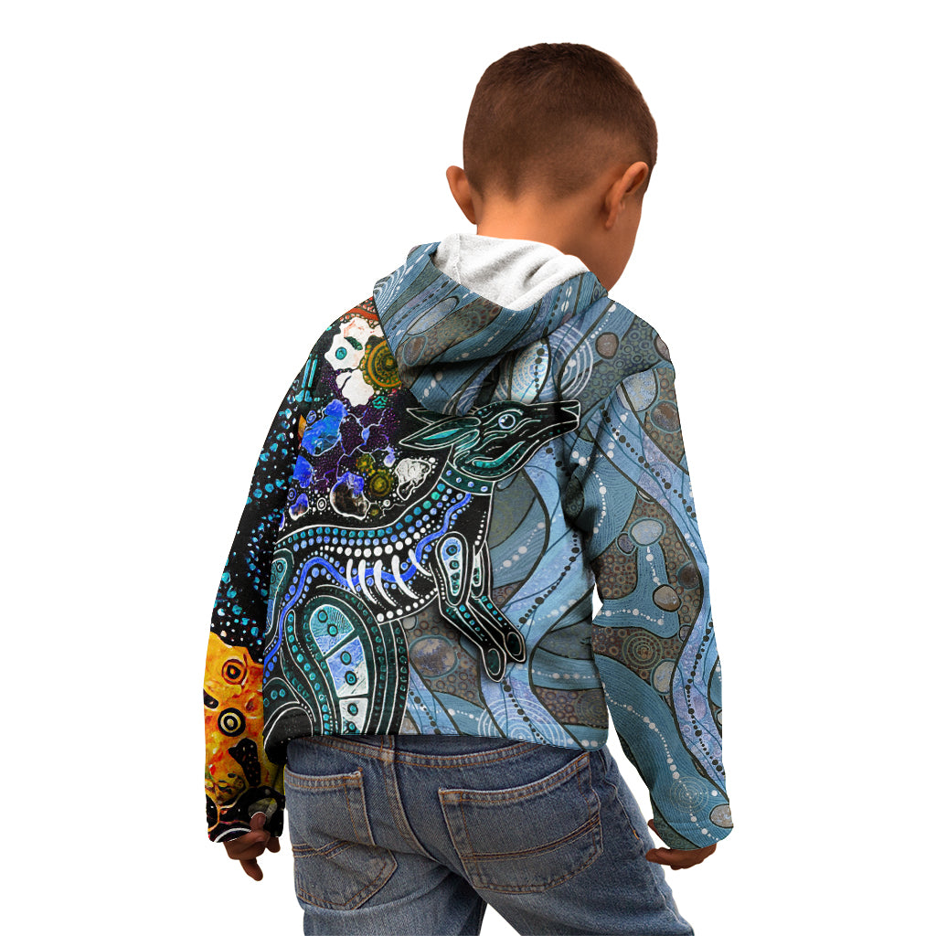 Kangaroo Aboriginal Pattern Dot Art Kid Hoodie