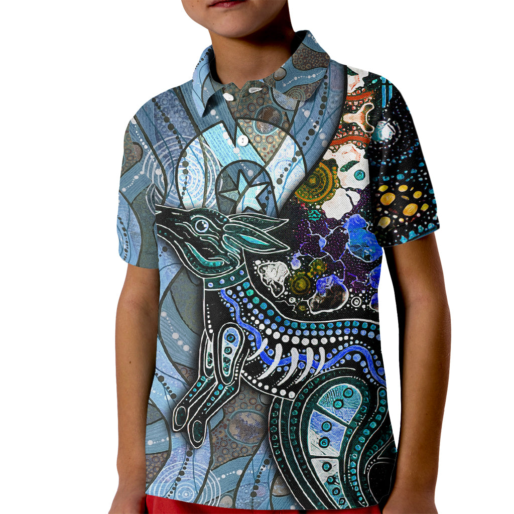 Kangaroo Aboriginal Pattern Dot Art Kid Polo Shirt