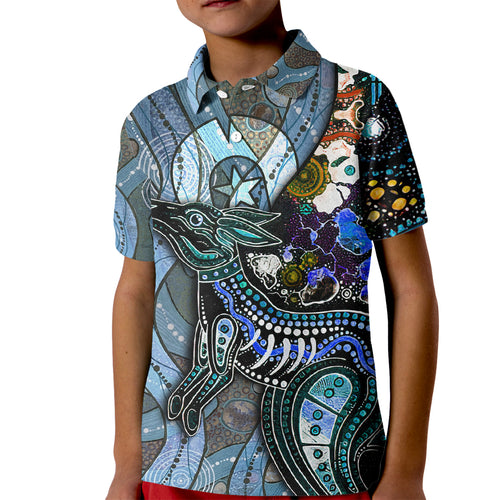 Kangaroo Aboriginal Pattern Dot Art Kid Polo Shirt