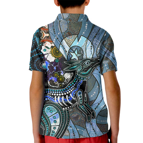 Kangaroo Aboriginal Pattern Dot Art Kid Polo Shirt