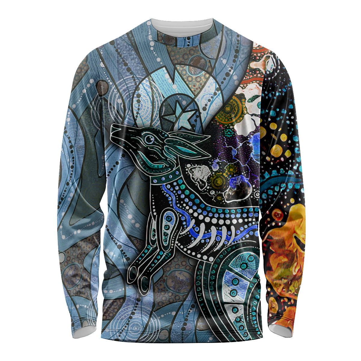 Kangaroo Aboriginal Pattern Dot Art Long Sleeve Shirt