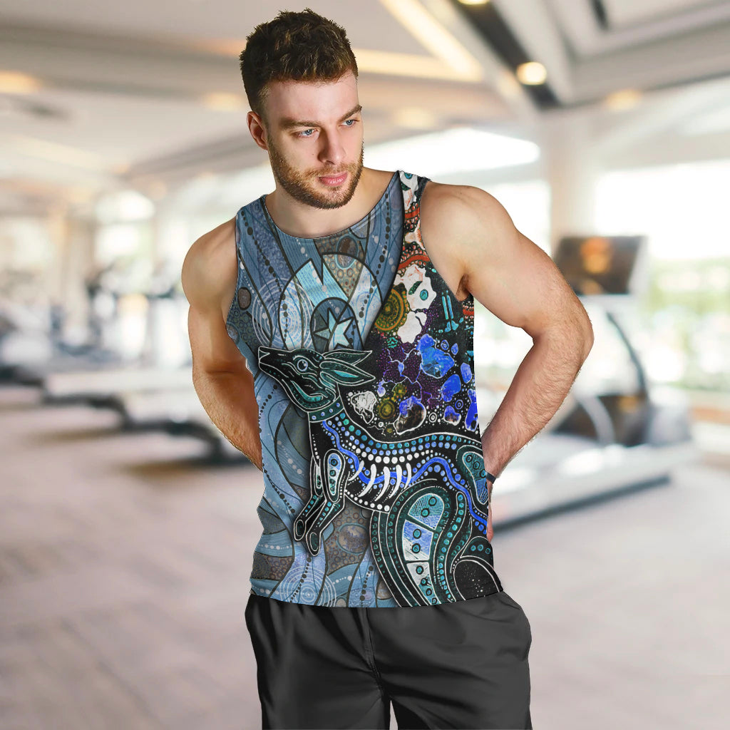 Kangaroo Aboriginal Pattern Dot Art Men Tank Top