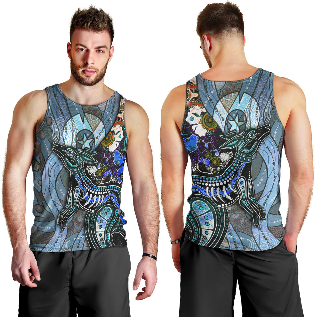 Kangaroo Aboriginal Pattern Dot Art Men Tank Top