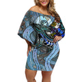 Kangaroo Aboriginal Pattern Dot Art Off Shoulder Short Dress